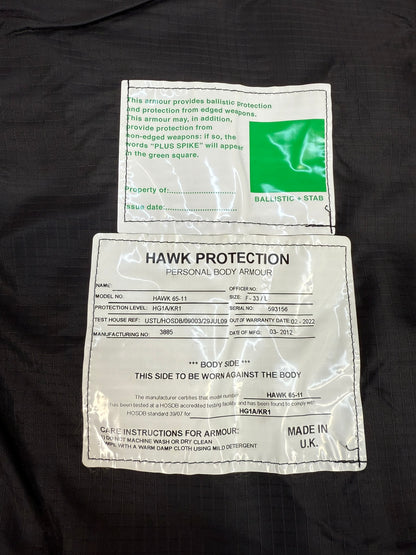 Ex Police Hawk Body Armour Female Vest Anti Stab & Ballistic HG1A & KR1 - Small
