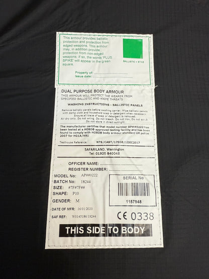 Ex Police Safariland Body Armour Vest VGC Anti Stab & Ballistic HG1A & KR1 - XXL Security