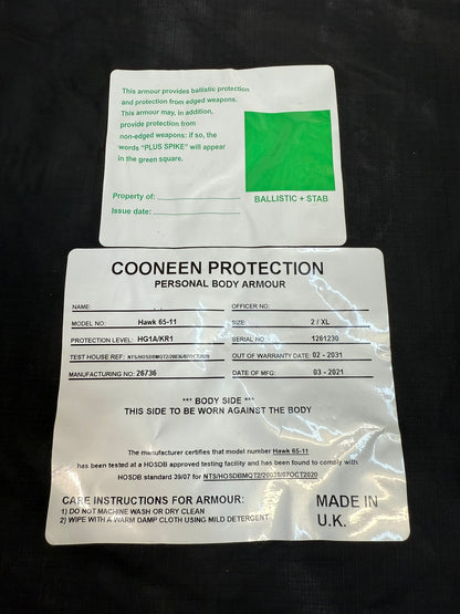 Ex Police Cooneen Body Armour Vest X LRG - Anti Stab & Ballistic HG1A & KR1