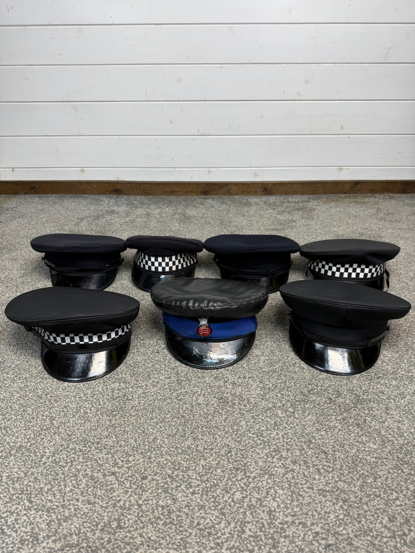 Ex Police Peak Cap Hat Job Lot x7 Theatre Headwear Uniform Film Prop Lot