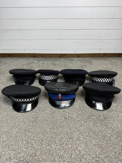 Ex Police Peak Cap Hat Job Lot x7 Theatre Headwear Uniform Film Prop Lot