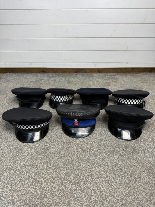 Ex Police Peak Cap Hat Job Lot x7 Theatre Headwear Uniform Film Prop Lot