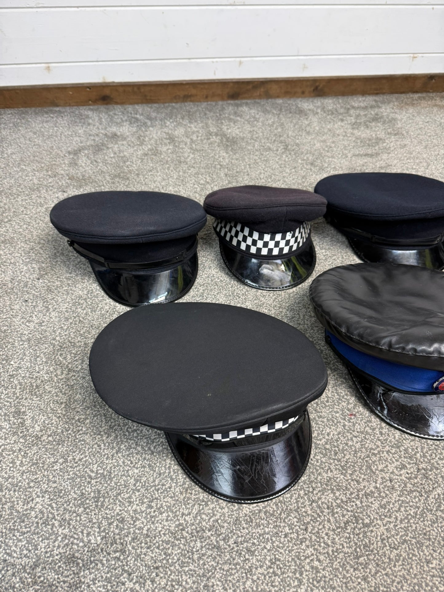 Ex Police Peak Cap Hat Job Lot x7 Theatre Headwear Uniform Film Prop Lot