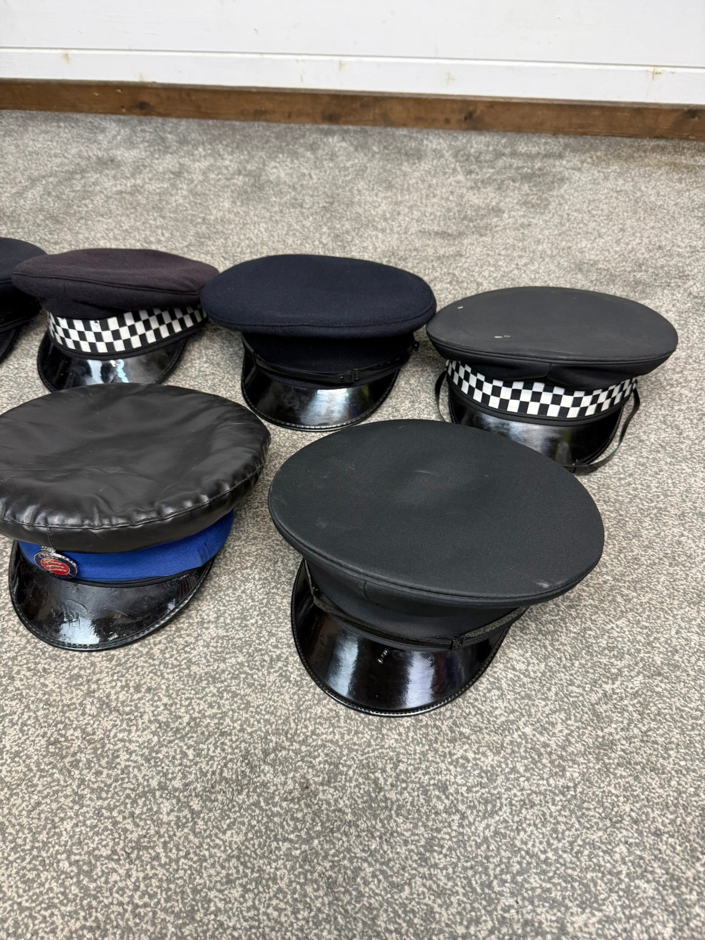 Ex Police Peak Cap Hat Job Lot x7 Theatre Headwear Uniform Film Prop Lot