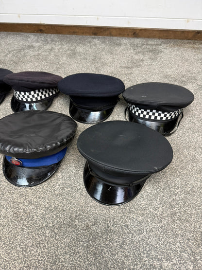 Ex Police Peak Cap Hat Job Lot x7 Theatre Headwear Uniform Film Prop Lot