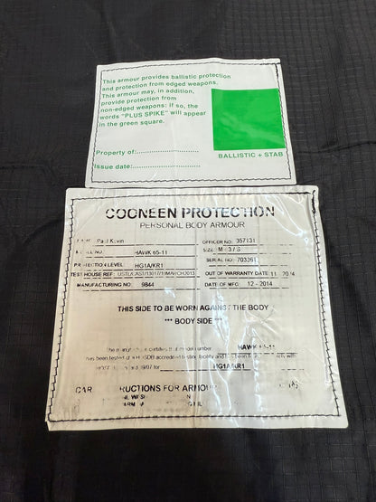 Ex Police Cooneen Body Armour Security Vest MED - Anti Stab & Ballistic HG1A & KR1