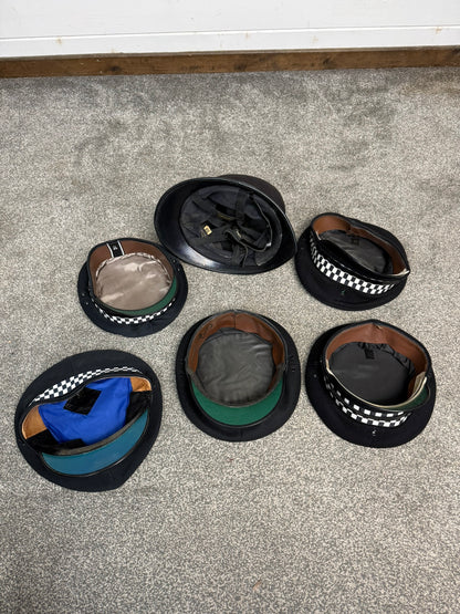Ex Police Peak Cap Hat Bobby Helmet Job Lot x7 Theatre Headwear Uniform Film Prop Lot