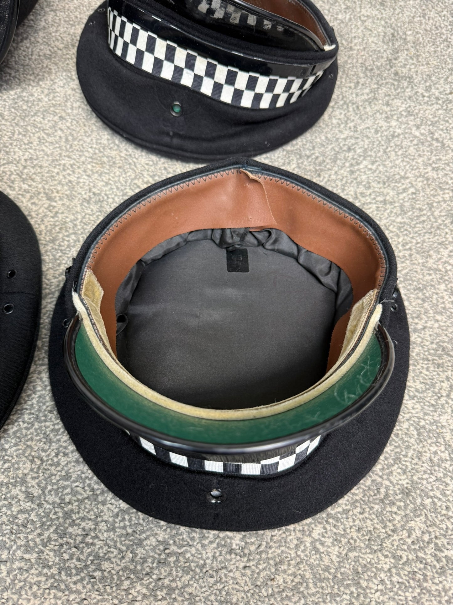 Ex Police Peak Cap Hat Bobby Helmet Job Lot x7 Theatre Headwear Uniform Film Prop Lot