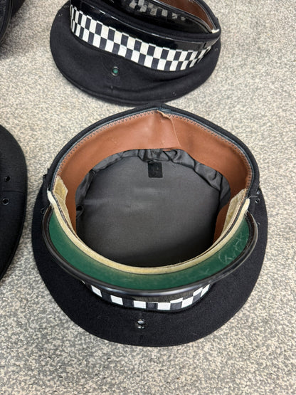 Ex Police Peak Cap Hat Bobby Helmet Job Lot x7 Theatre Headwear Uniform Film Prop Lot