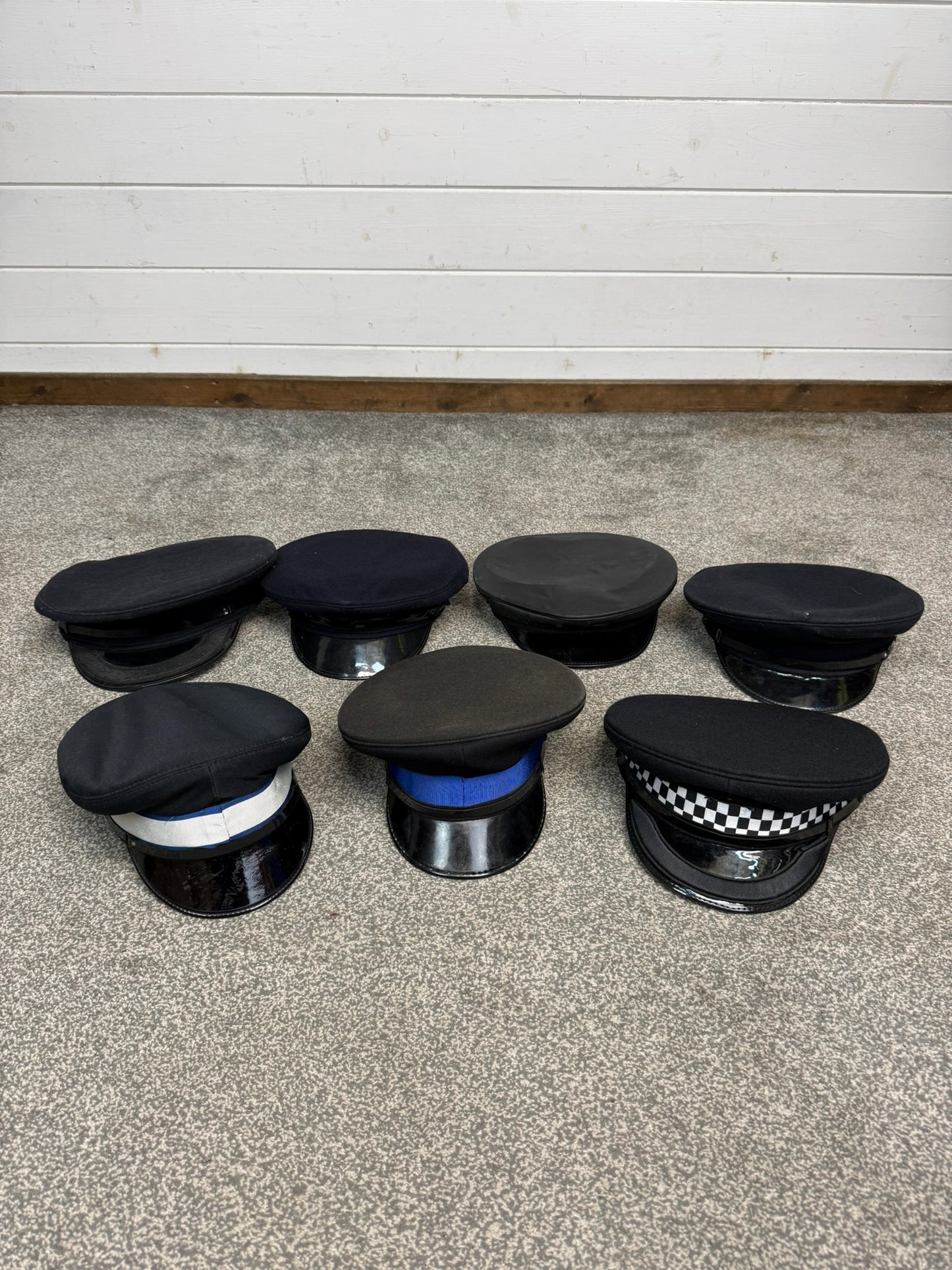 Ex Police Peak Cap Hat Job Lot x7 Theatre Headwear Uniform Film Prop Lot