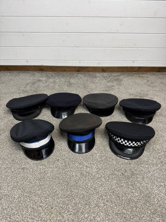 Ex Police Peak Cap Hat Job Lot x7 Theatre Headwear Uniform Film Prop Lot