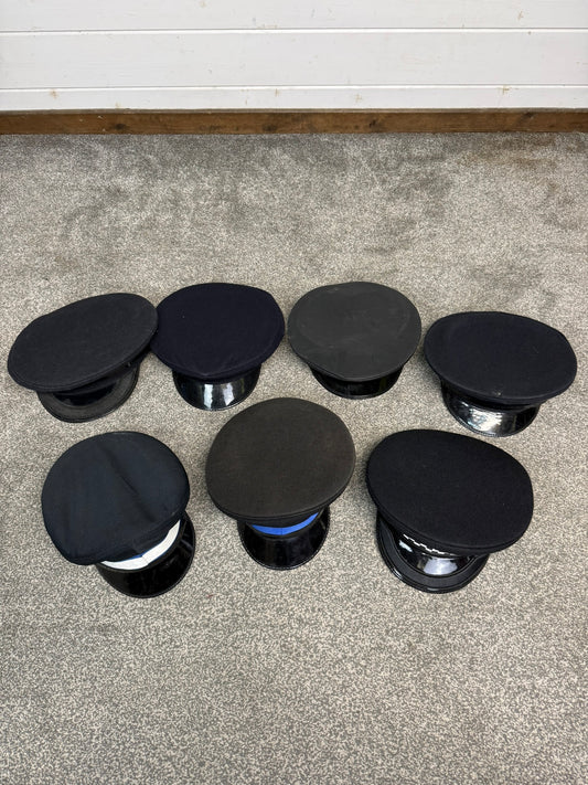Ex Police Peak Cap Hat Job Lot x7 Theatre Headwear Uniform Film Prop Lot