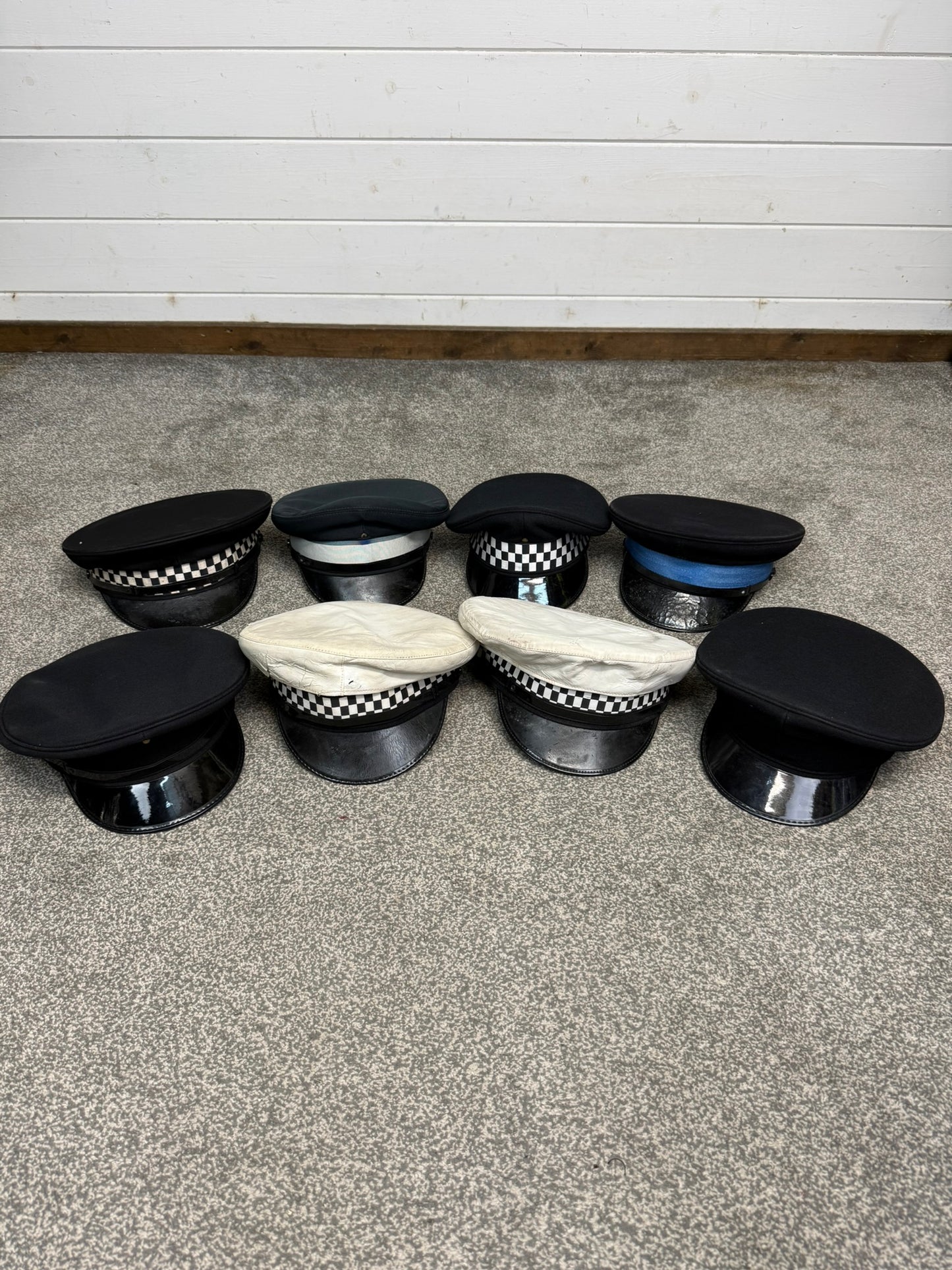 Ex Police Peak Cap Hat Job Lot x8 Theatre Headwear Uniform Film Prop Lot