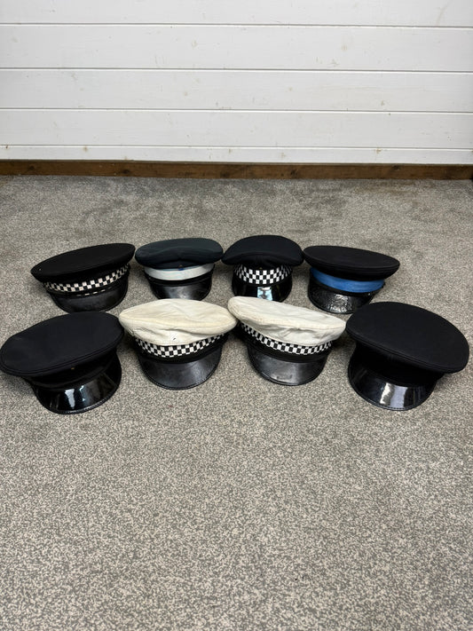 Ex Police Peak Cap Hat Job Lot x8 Theatre Headwear Uniform Film Prop Lot