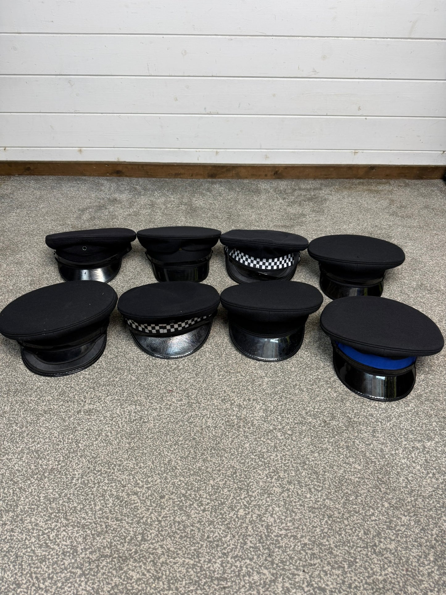 Ex Police Peak Cap Hat Job Lot x8 Theatre Headwear Uniform Film Prop Lot
