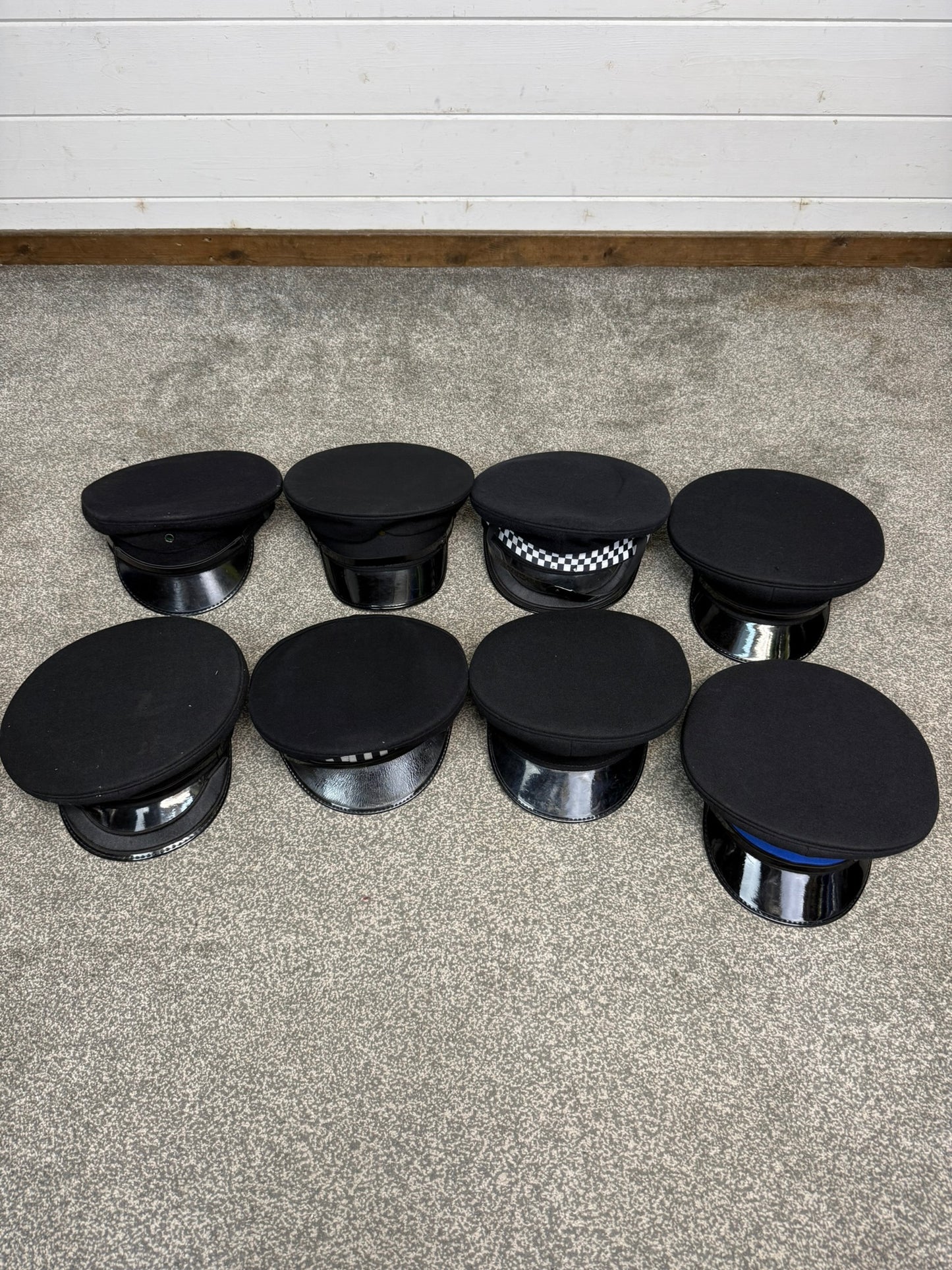 Ex Police Peak Cap Hat Job Lot x8 Theatre Headwear Uniform Film Prop Lot