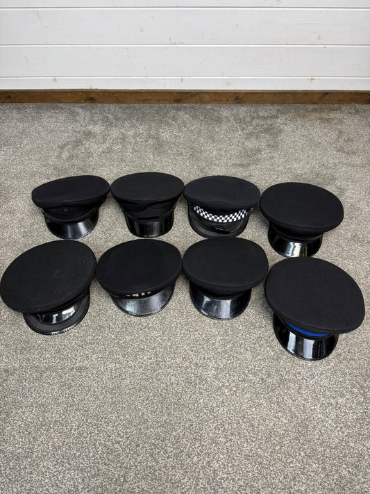 Ex Police Peak Cap Hat Job Lot x8 Theatre Headwear Uniform Film Prop Lot