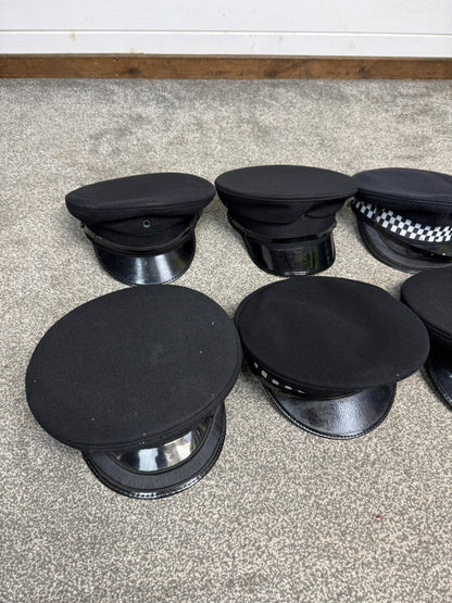 Ex Police Peak Cap Hat Job Lot x8 Theatre Headwear Uniform Film Prop Lot