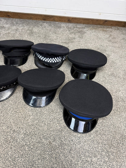 Ex Police Peak Cap Hat Job Lot x8 Theatre Headwear Uniform Film Prop Lot