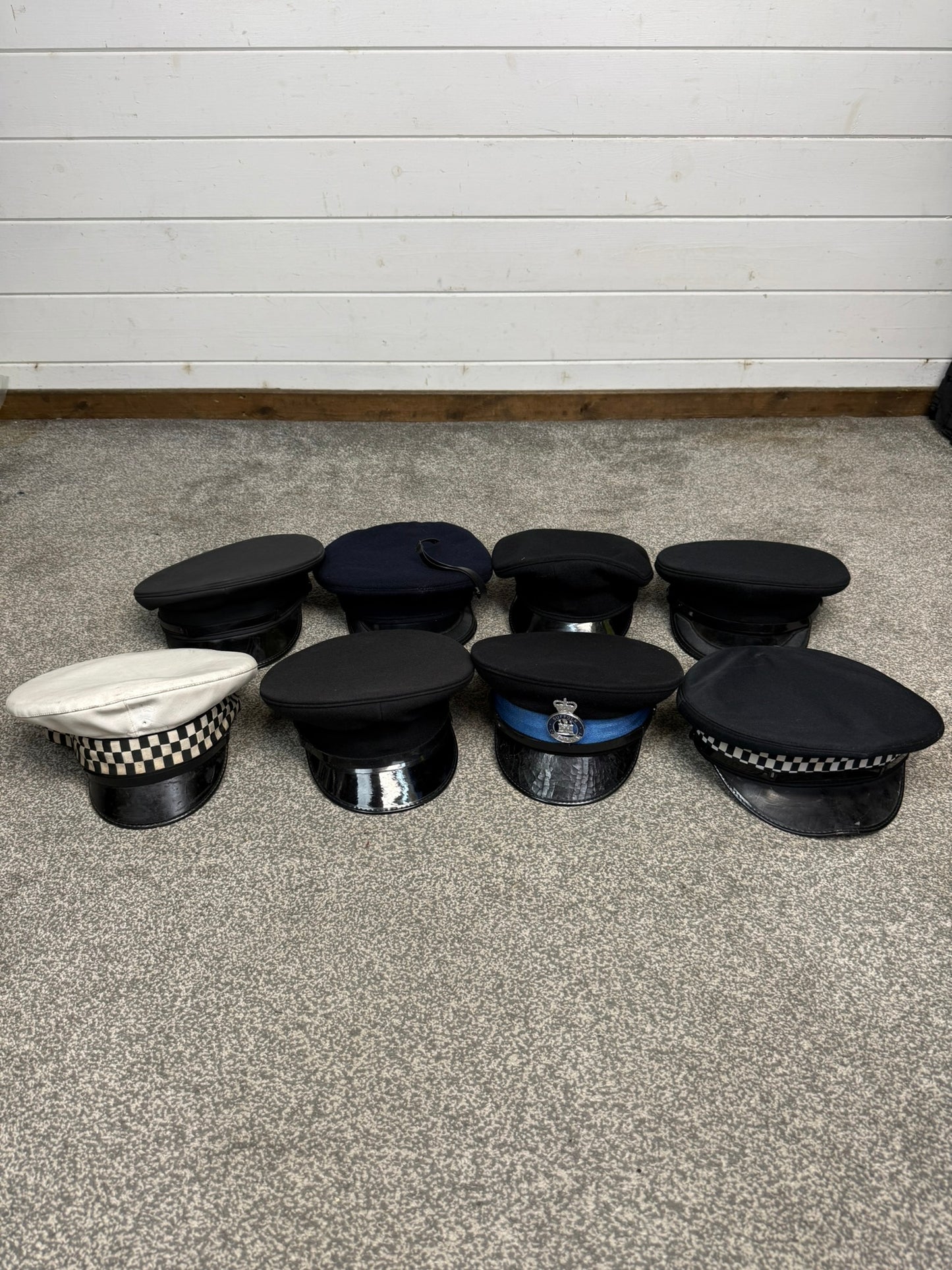 Ex Police Peak Cap Hat Job Lot x8 Theatre Headwear Uniform Film Prop Lot