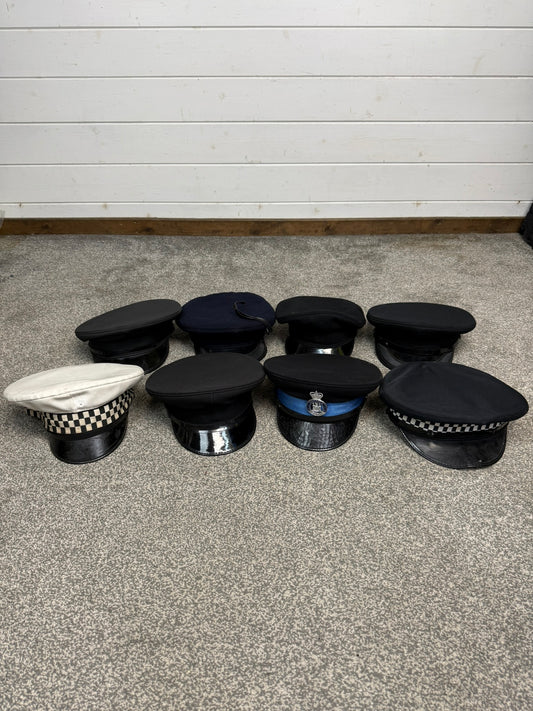 Ex Police Peak Cap Hat Job Lot x8 Theatre Headwear Uniform Film Prop Lot
