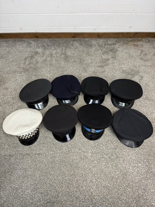 Ex Police Peak Cap Hat Job Lot x8 Theatre Headwear Uniform Film Prop Lot
