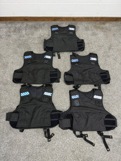 5x Ex Police Mehler Body Armour COVERS Female Black Vest Med-Lrg Security Film Uniform