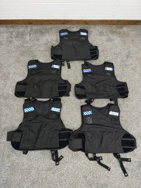 5x Ex Police Mehler Body Armour COVERS Female Black Vest Med-Lrg Security Film Uniform