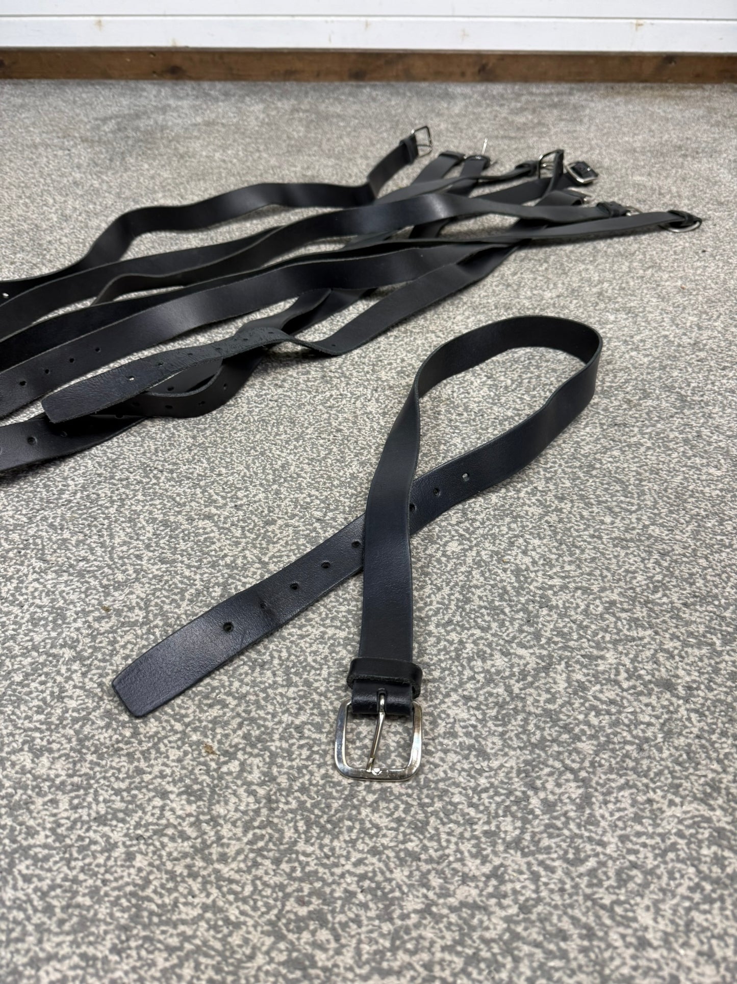 Ex Police Black Leather Belt x10 Uniform 1" Belt Airsoft Security
