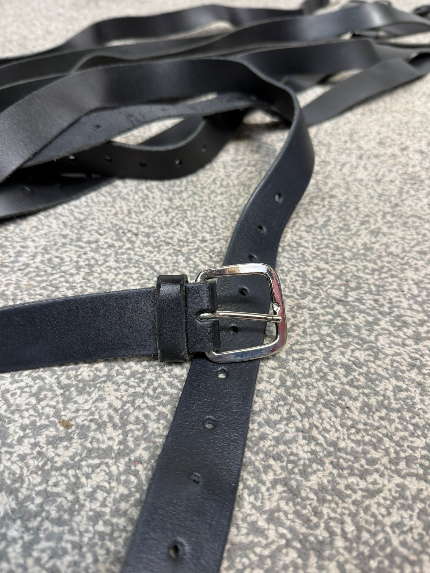 Ex Police Black Leather Belt x10 Uniform 1" Belt Airsoft Security