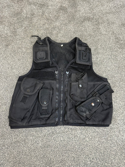 Ex Police Black Utility Tac Vest SML Equipment Vest Security Patrol Airsoft