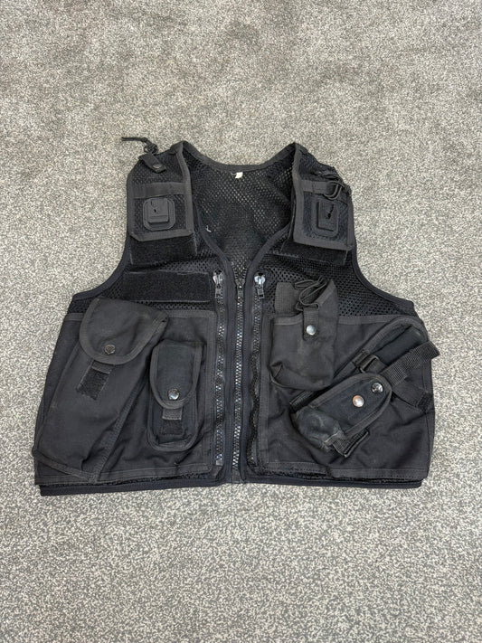 Ex Police Black Utility Tac Vest SML Equipment Vest Security Patrol Airsoft