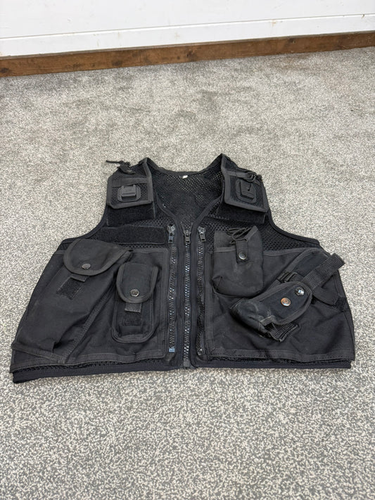 Ex Police Black Utility Tac Vest SML Equipment Vest Security Patrol Airsoft