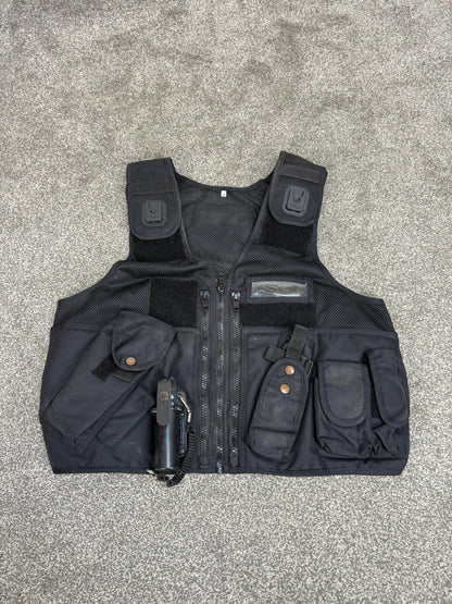 Black Arktis Tac Vest Ex Police Utility Vest & Pouches Security Airsoft - X Large
