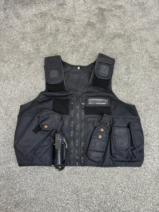 Black Arktis Tac Vest Ex Police Utility Vest & Pouches Security Airsoft - X Large