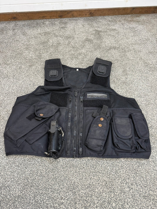 Black Arktis Tac Vest Ex Police Utility Vest & Pouches Security Airsoft - X Large