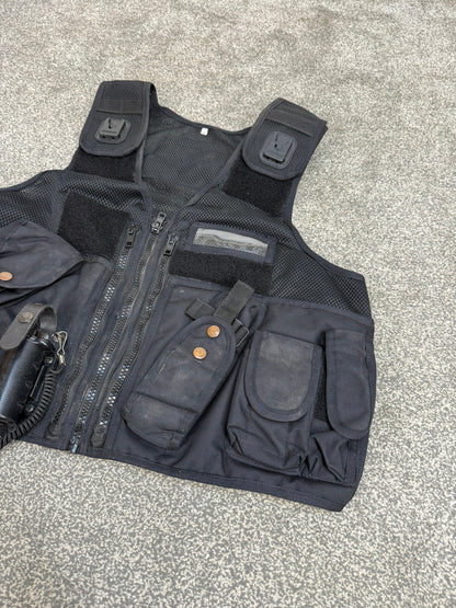 Black Arktis Tac Vest Ex Police Utility Vest & Pouches Security Airsoft - X Large