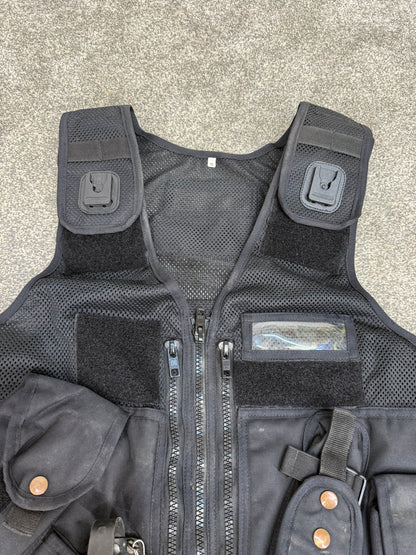 Black Arktis Tac Vest Ex Police Utility Vest & Pouches Security Airsoft - X Large