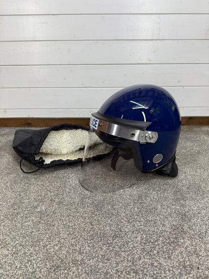 MLA Defender Riot Helmet 58-59cm VGC With Fleece Bag Police Collectable Display