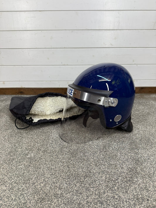 MLA Defender Riot Helmet 58-59cm VGC With Fleece Bag Police Collectable Display