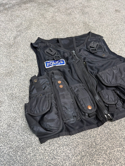 Ex Police Black Tactical Utility Firearms Taser Vest BADGED - MEDIUM