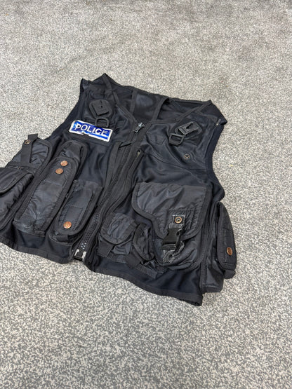 Ex Police Black Tactical Utility Firearms Taser Vest BADGED - MEDIUM
