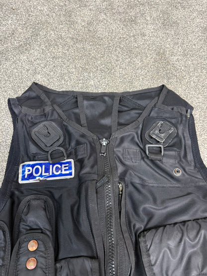 Ex Police Black Tactical Utility Firearms Taser Vest BADGED - MEDIUM