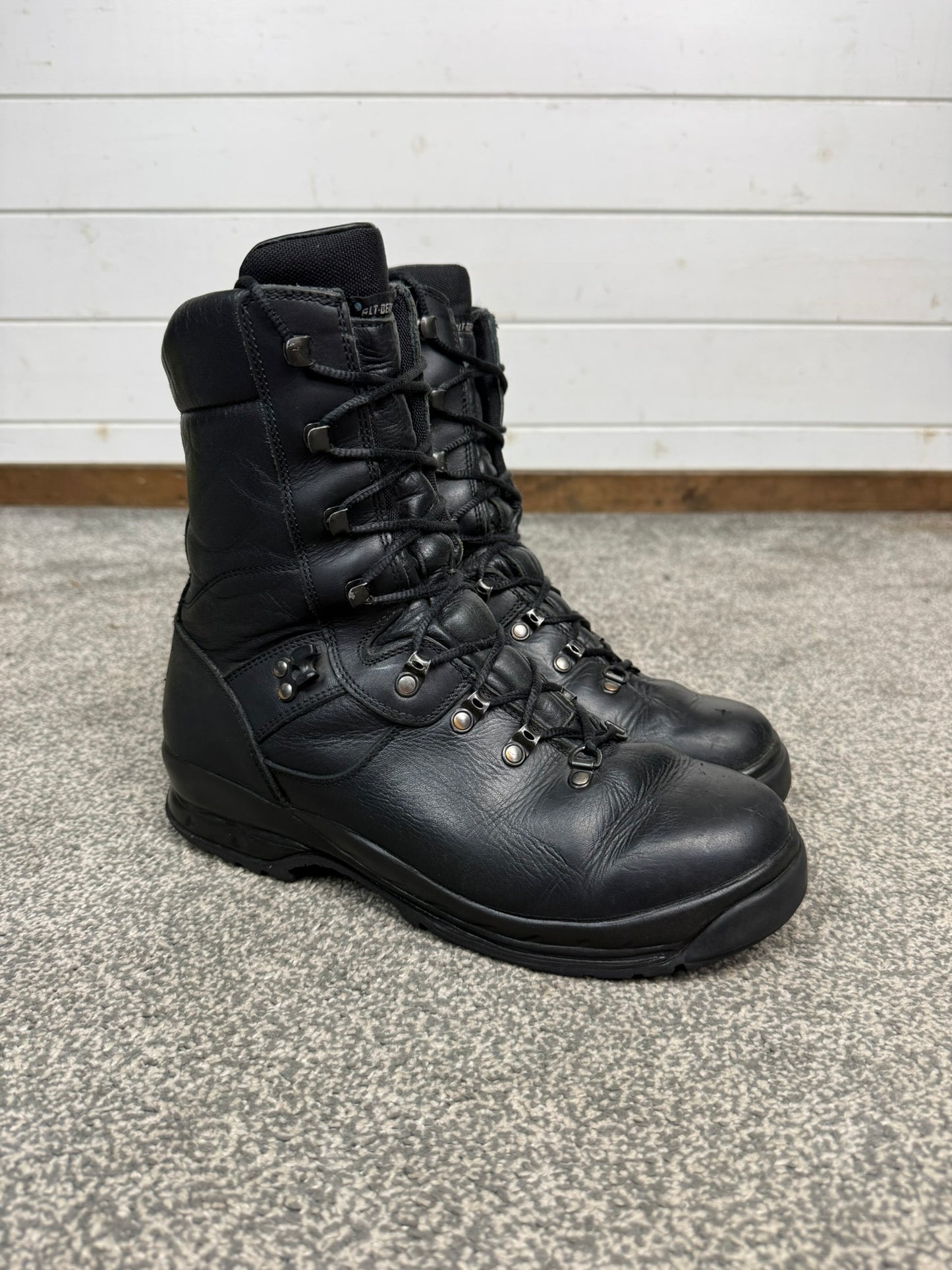 Ex Police Altberg Black Leather Combat Boots Size UK 9.5