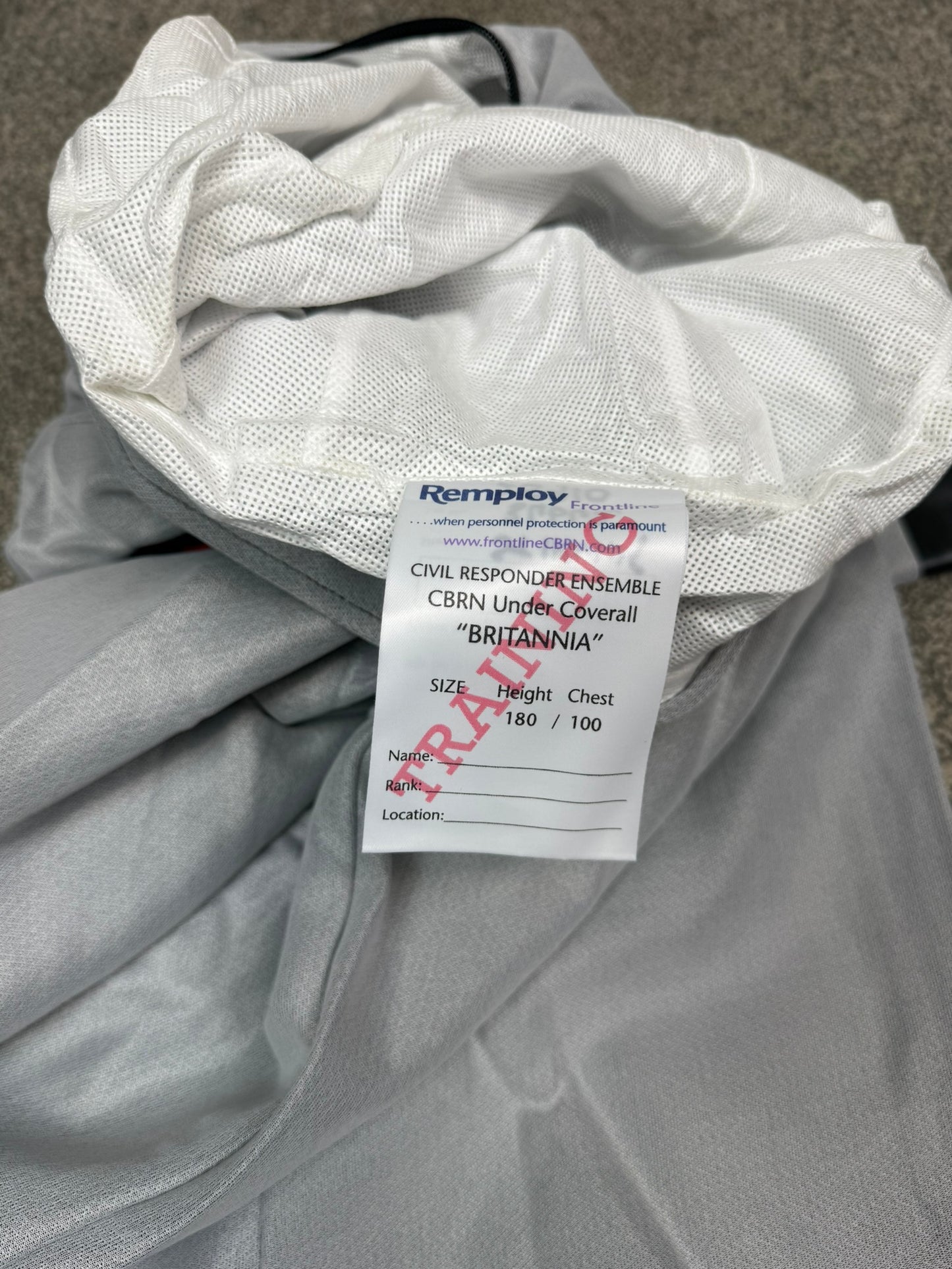 Ex Police NEW Remploy Britannia Training Under Coverall Suit CBRN Rubber Cuffs