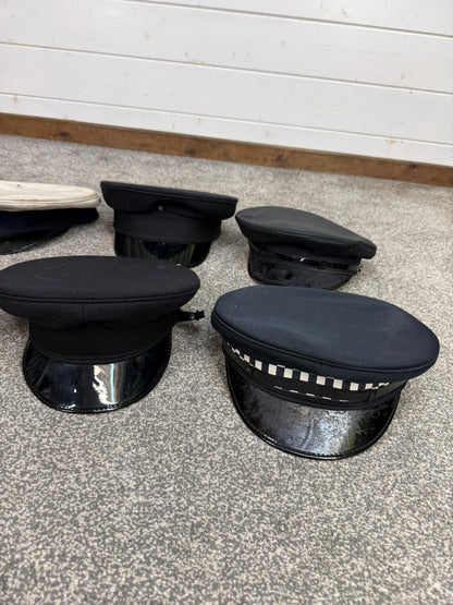 6x Ex Police Peak Cap Bowler Hat Job Lot Theatre Headwear Uniform Film Prop Lot