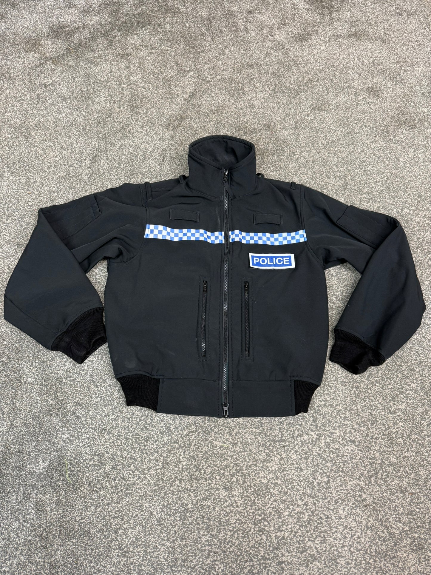 Ex Police Black Soft Shell Fleece Jacket X SMALL - BADGED Security Patrol TV Film