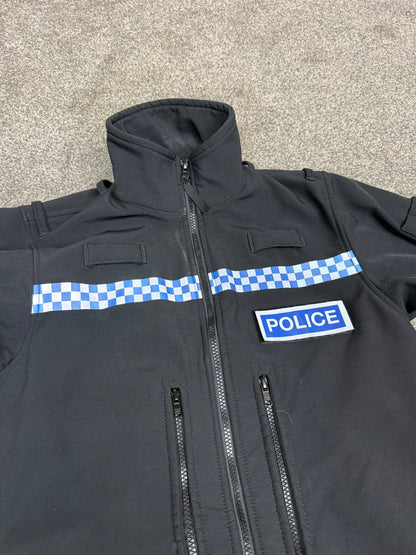 Ex Police Black Soft Shell Fleece Jacket X SMALL - BADGED Security Patrol TV Film