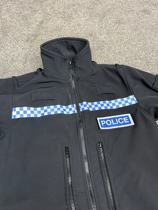 Ex Police Black Soft Shell Fleece Jacket X SMALL - BADGED Security Patrol TV Film