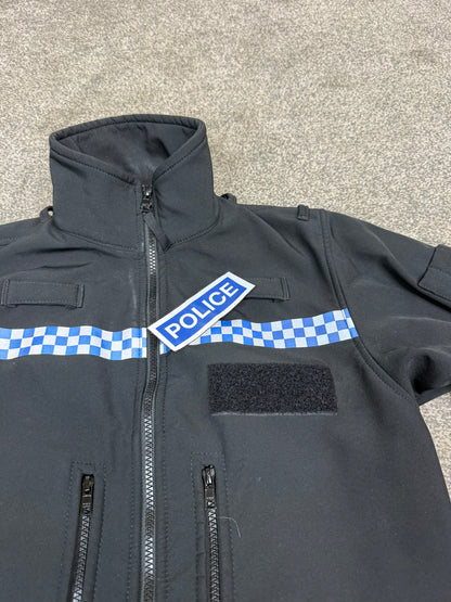 Ex Police Black Soft Shell Fleece Jacket X SMALL - BADGED Security Patrol TV Film
